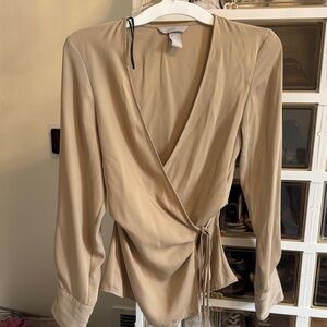 H&M Beige Wrap Blouse